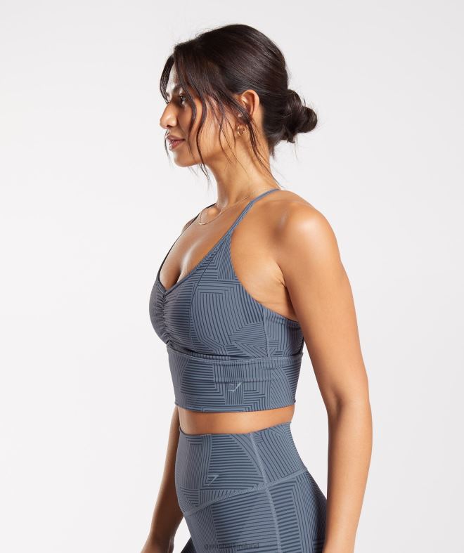 Women Elevate Longline Sports Bra 8004D182 Gymshark Evening Blue