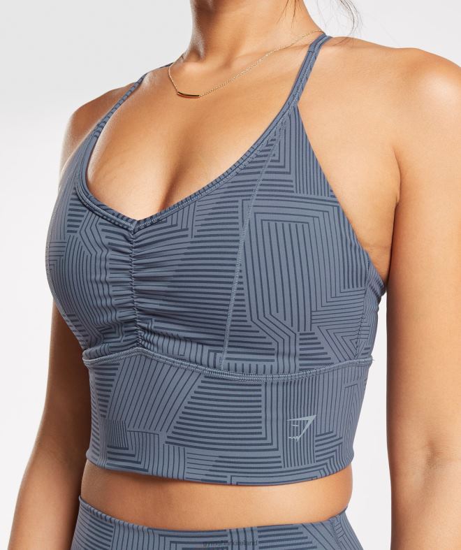 Women Elevate Longline Sports Bra 8004D182 Gymshark Evening Blue