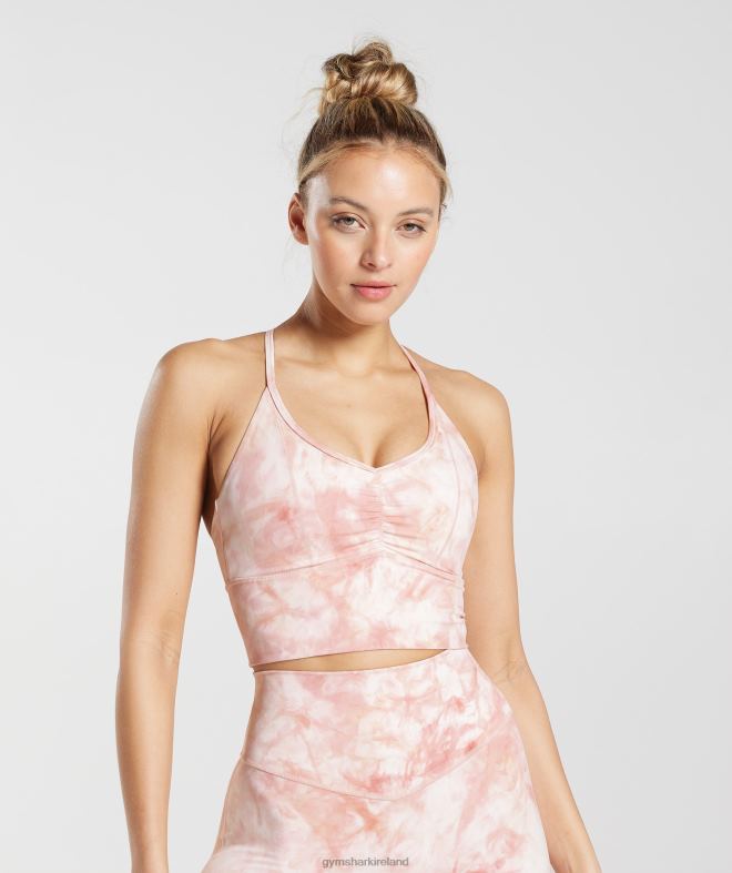 Women Elevate Spray Dye Longline Sports Bra 8004D133 Gymshark White/Misty Pink/Scandi Pink