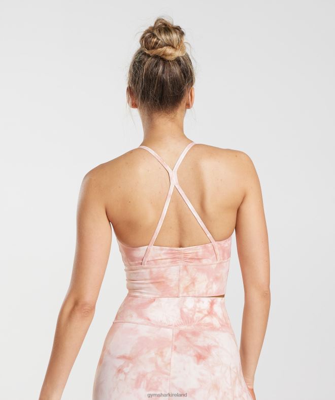 Women Elevate Spray Dye Longline Sports Bra 8004D133 Gymshark White/Misty Pink/Scandi Pink