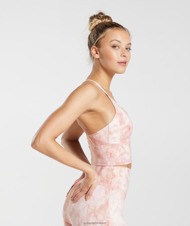 Women Elevate Spray Dye Longline Sports Bra 8004D133 Gymshark White/Misty Pink/Scandi Pink