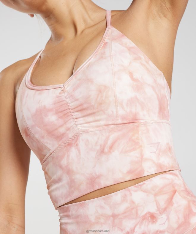 Women Elevate Spray Dye Longline Sports Bra 8004D133 Gymshark White/Misty Pink/Scandi Pink