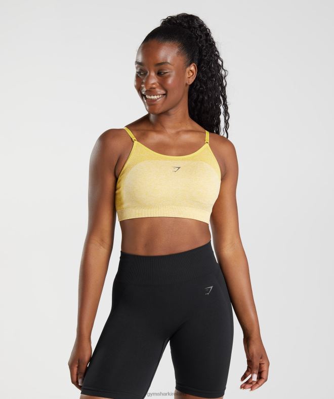 Women Flex Strappy Sports Bra 8004D181 Gymshark Medallion Yellow/White Marl