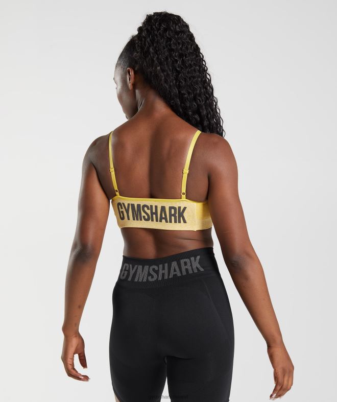 Women Flex Strappy Sports Bra 8004D181 Gymshark Medallion Yellow/White Marl