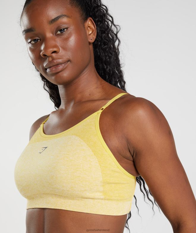 Women Flex Strappy Sports Bra 8004D181 Gymshark Medallion Yellow/White Marl