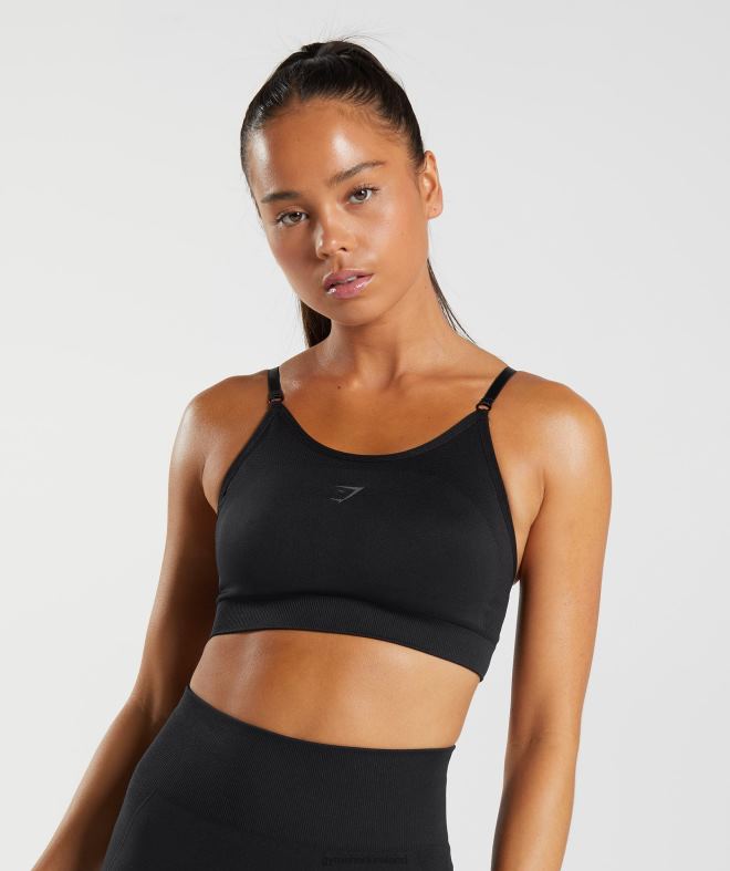 Women Flex Strappy Sports Bra 8004D196 Gymshark Black