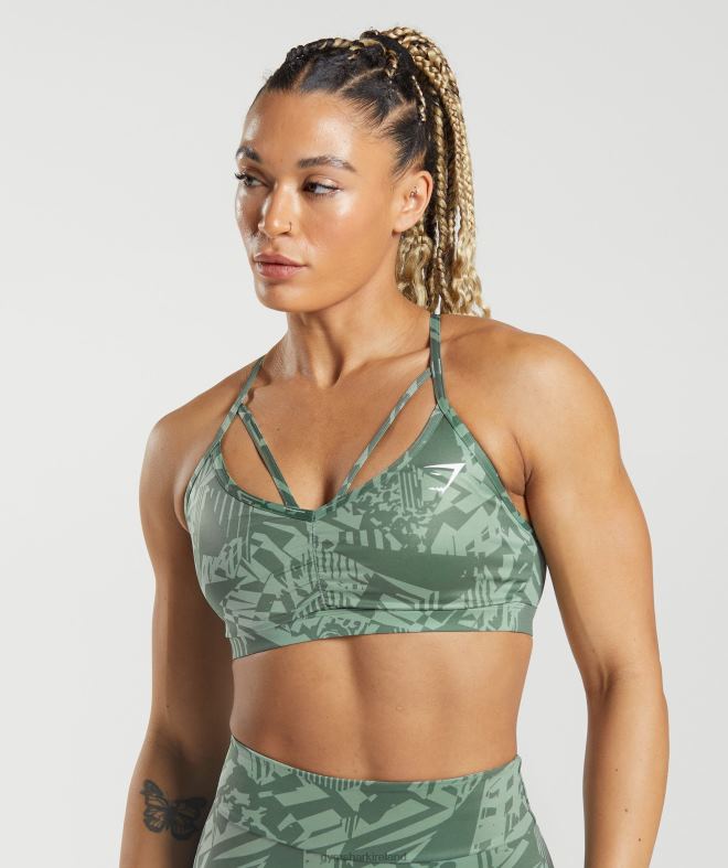 Women GS Power Sports Bra 8004D148 Gymshark Sage Green Print