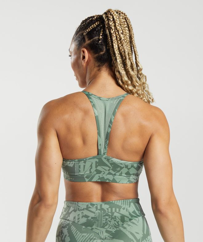 Women GS Power Sports Bra 8004D148 Gymshark Sage Green Print