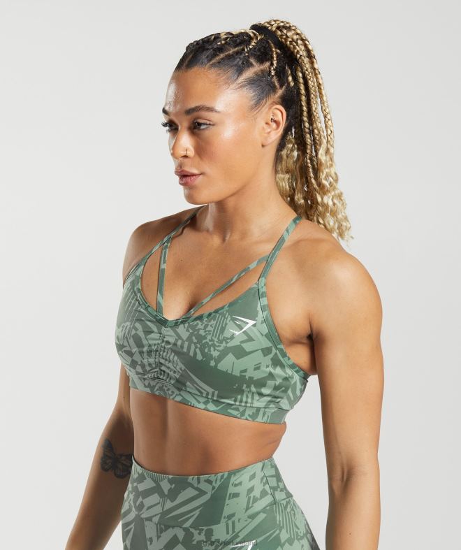 Women GS Power Sports Bra 8004D148 Gymshark Sage Green Print