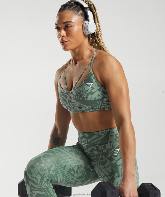 Women GS Power Sports Bra 8004D148 Gymshark Sage Green Print