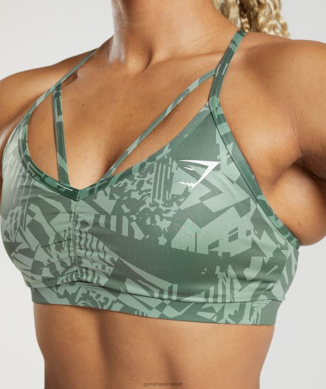 Women GS Power Sports Bra 8004D148 Gymshark Sage Green Print