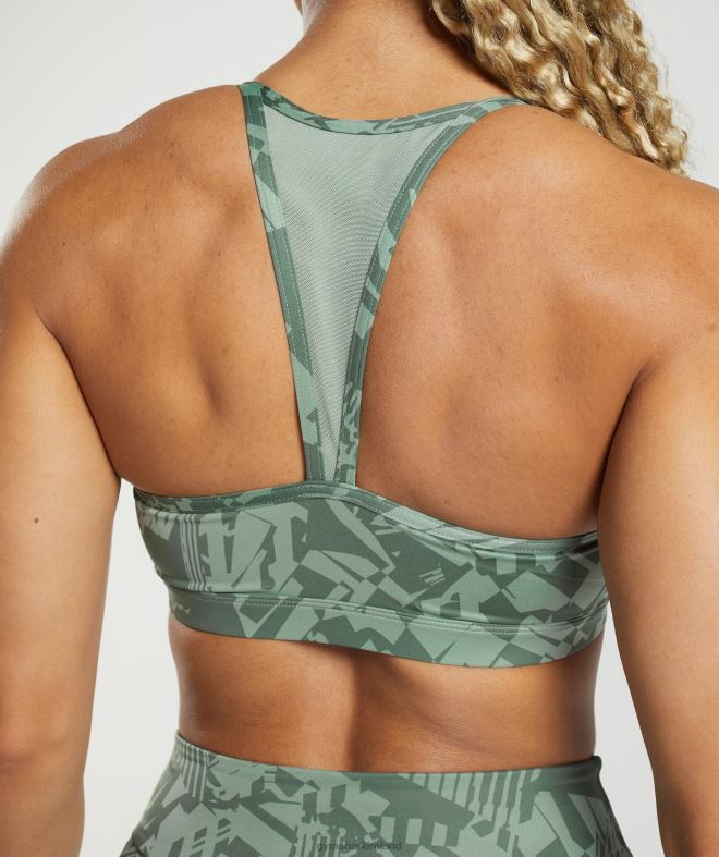 Women GS Power Sports Bra 8004D148 Gymshark Sage Green Print