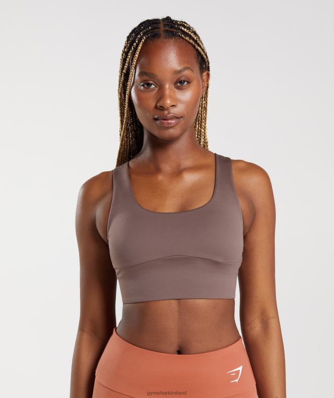 Women Longline Sports Bra 8004D149 Gymshark Truffle Brown