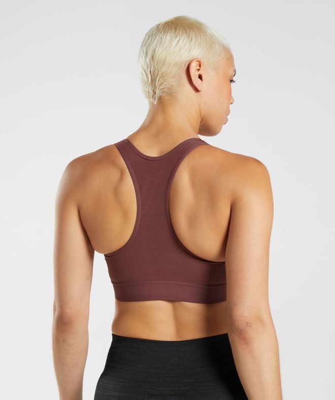 Women Racerback High Support Sports Bra 8004D160 Gymshark Cherry Brown