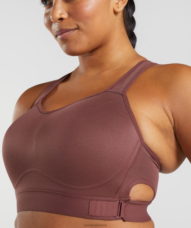 Women Racerback High Support Sports Bra 8004D160 Gymshark Cherry Brown