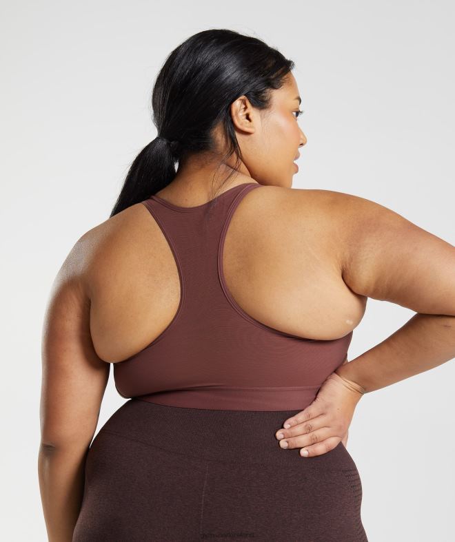 Women Racerback High Support Sports Bra 8004D160 Gymshark Cherry Brown