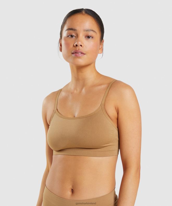 Women Seamless Scoop Neck Bralette 8004D508 Gymshark Golden Light Brown