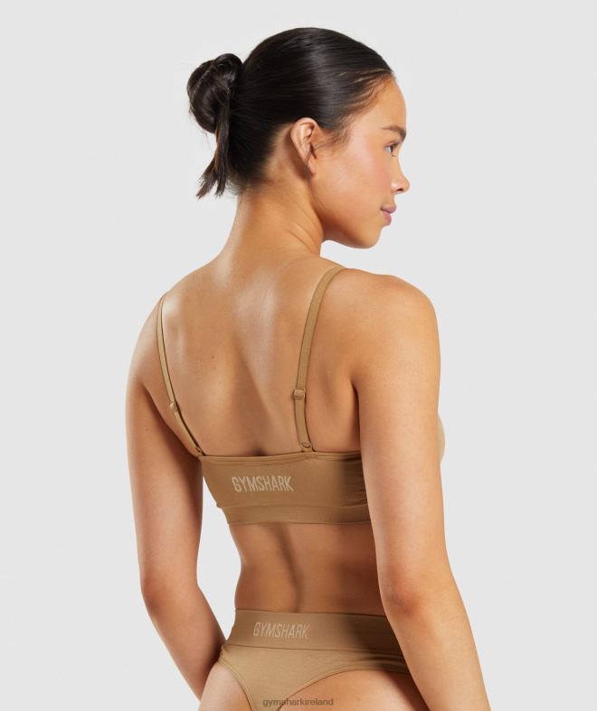 Women Seamless Scoop Neck Bralette 8004D508 Gymshark Golden Light Brown