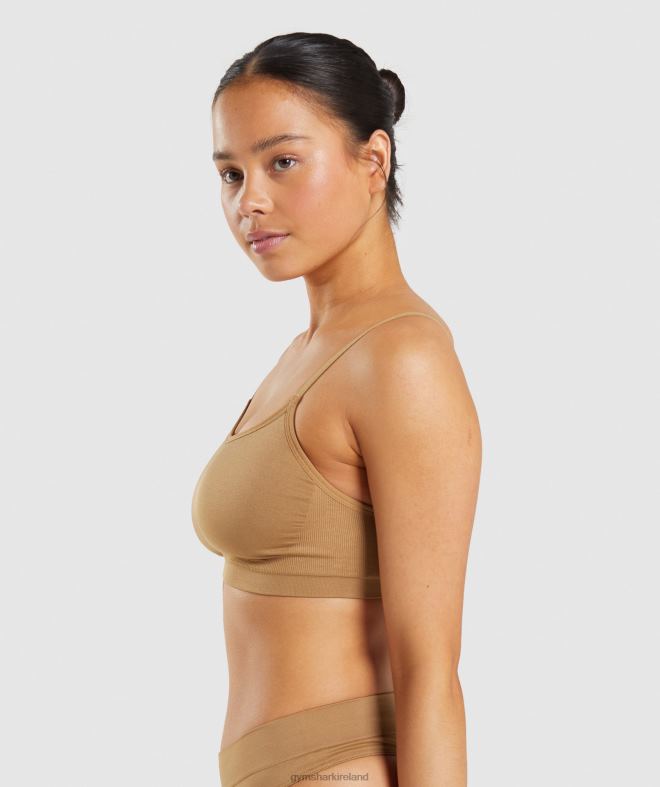 Women Seamless Scoop Neck Bralette 8004D508 Gymshark Golden Light Brown