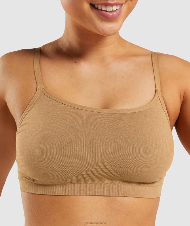 Women Seamless Scoop Neck Bralette 8004D508 Gymshark Golden Light Brown