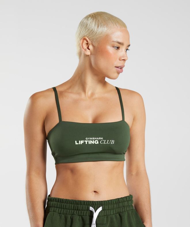 Women Social Club Bandeau 8004D195 Gymshark Moss Olive