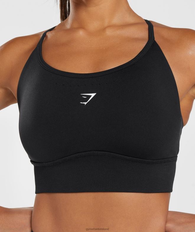 Women Sweat Seamless Longline Sports Bra 8004D113 Gymshark Black