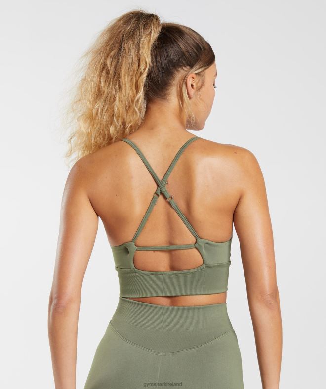 Women Sweat Seamless Longline Sports Bra 8004D121 Gymshark Dusty Olive