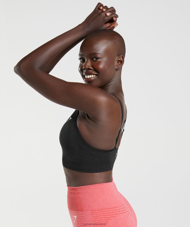 Women Vital Seamless 2.0 V Neck Sports Bra 8004D152 Gymshark Black Marl