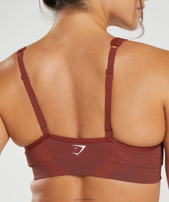 Women Vital Seamless 2.0 V Neck Sports Bra 8004D168 Gymshark Brick Red Marl