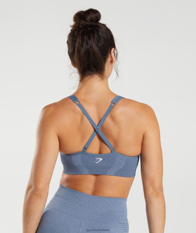 Women Vital Seamless 2.0 V Neck Sports Bra 8004D185 Gymshark Evening Blue Marl