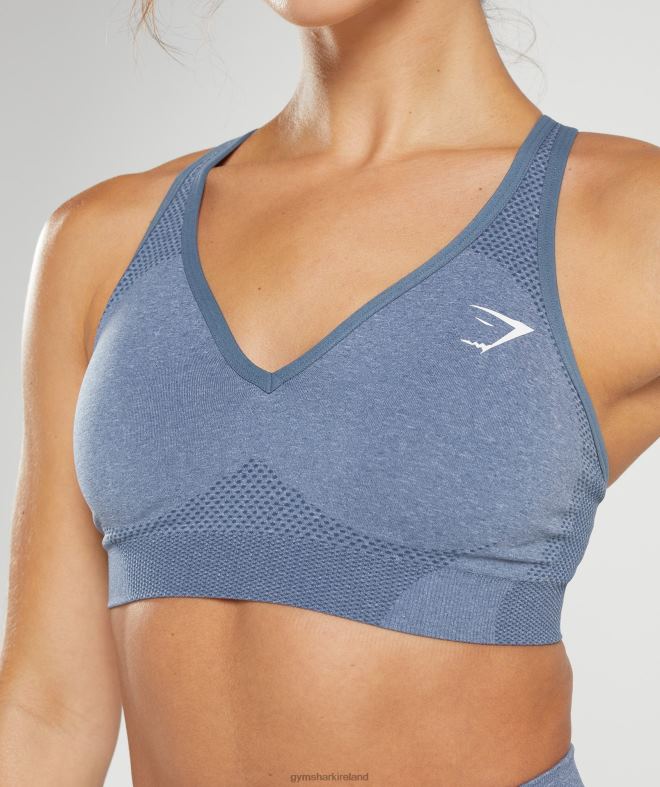 Women Vital Seamless 2.0 V Neck Sports Bra 8004D185 Gymshark Evening Blue Marl