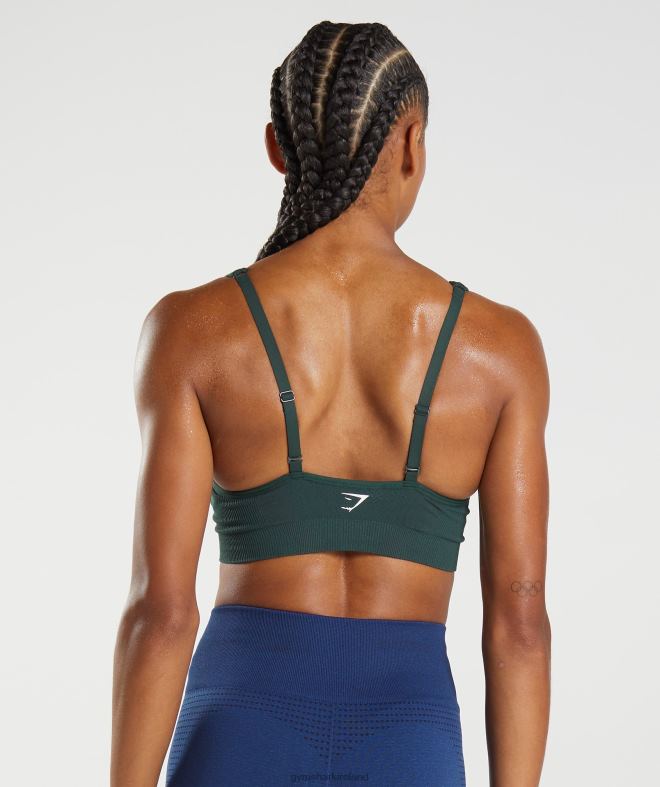 Women Vital Seamless 2.0 V Neck Sports Bra 8004D205 Gymshark Woodland Green Marl