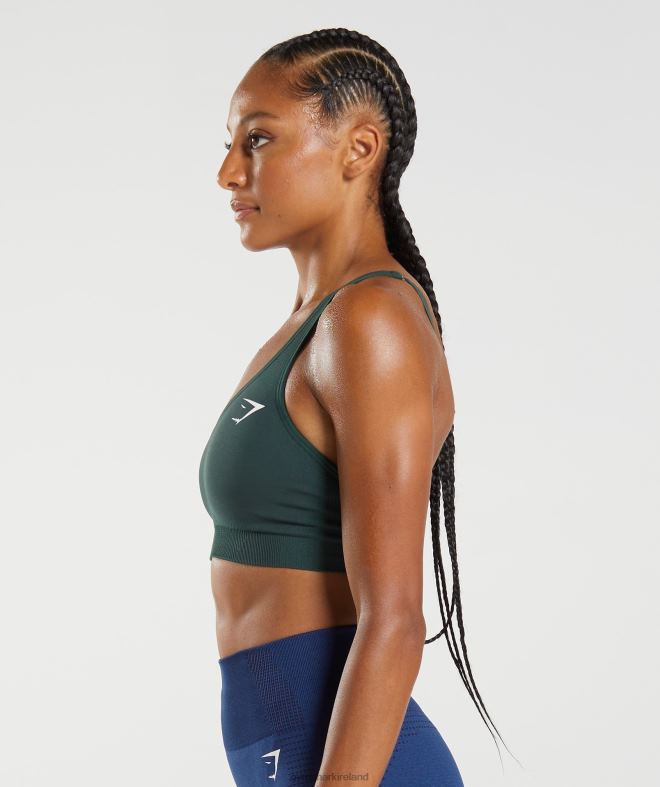 Women Vital Seamless 2.0 V Neck Sports Bra 8004D205 Gymshark Woodland Green Marl