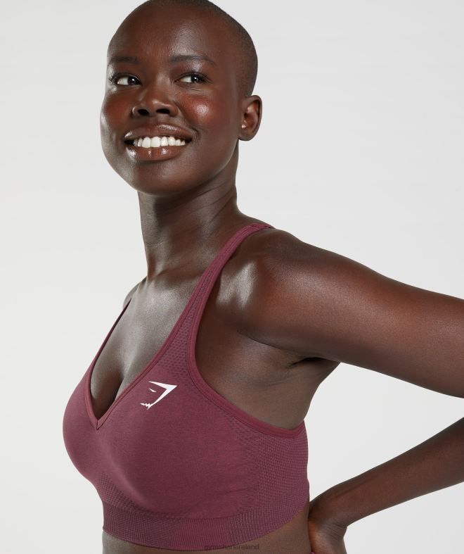 Women Vital Seamless 2.0 V Neck Sports Bra 8004D207 Gymshark Baked Maroon Marl