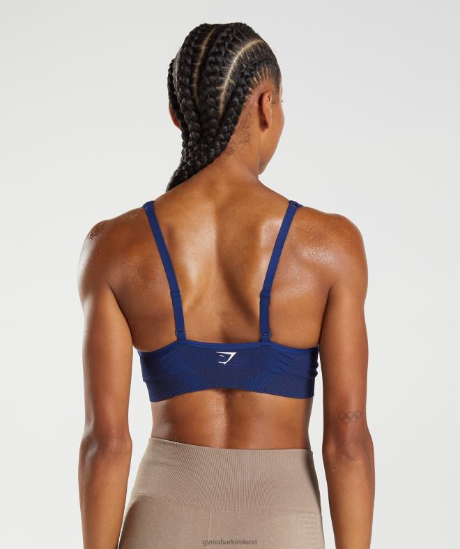 Women Vital Seamless 2.0 V Neck Sports Bra 8004D218 Gymshark Stellar Blue Marl