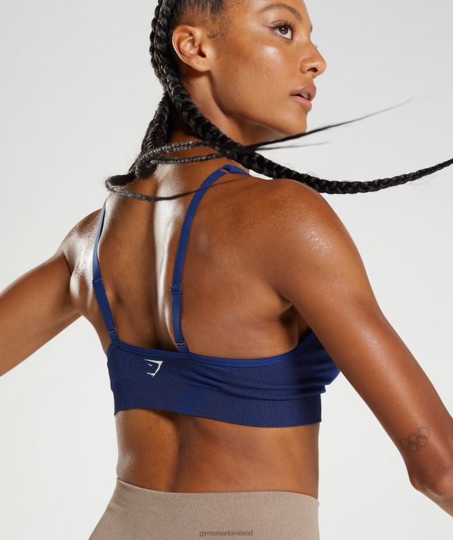 Women Vital Seamless 2.0 V Neck Sports Bra 8004D218 Gymshark Stellar Blue Marl