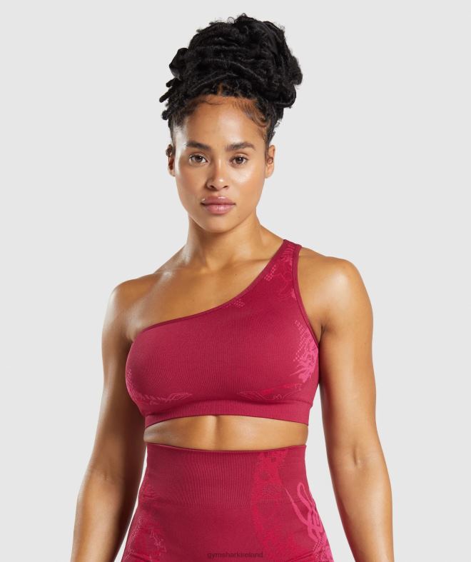 Women WTFlex Seamless One Shoulder Sports Bra 8004D213 Gymshark Currant Pink/Fluo Fuchsia/Magenta Pink