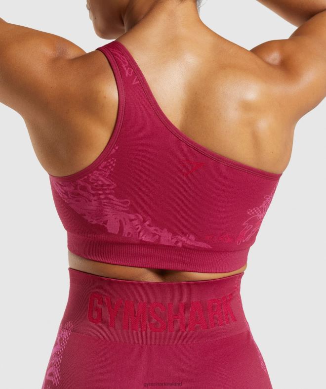 Women WTFlex Seamless One Shoulder Sports Bra 8004D213 Gymshark Currant Pink/Fluo Fuchsia/Magenta Pink