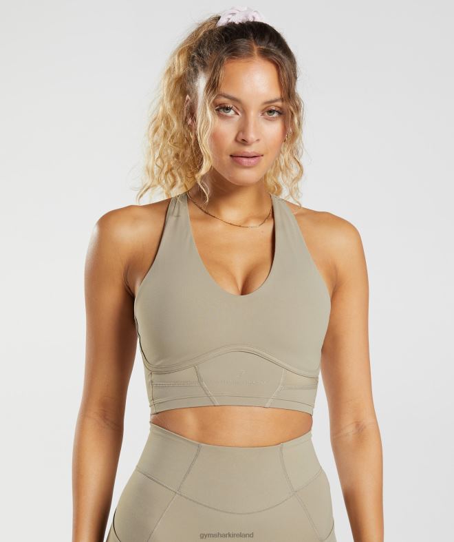 Women Whitney Longline Bra 8004D229 Gymshark Cement Brown
