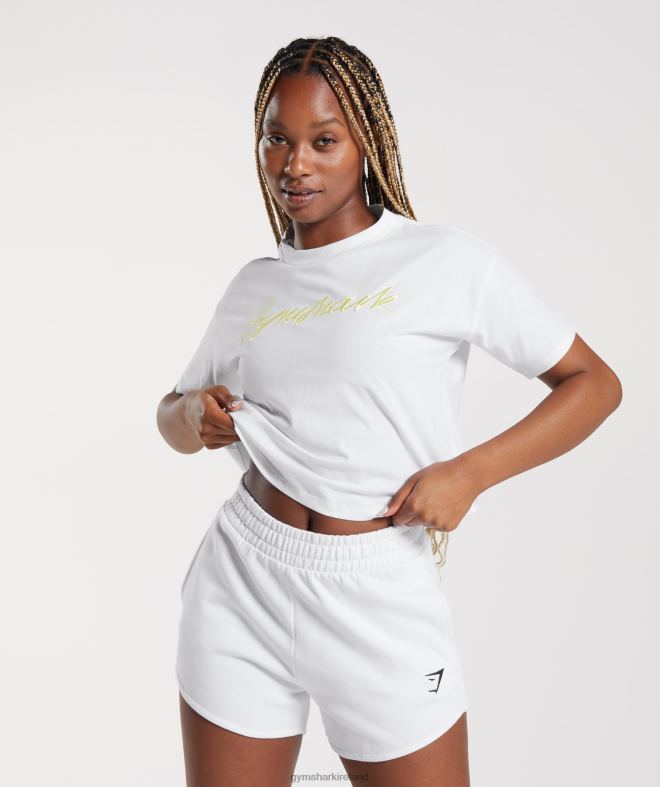 Women Embroidered Graphic Midi T-Shirt 8004D414 Gymshark White