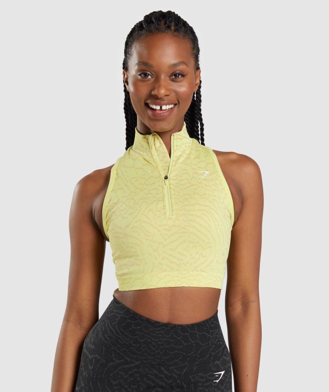 Women Adapt Animal Seamless Crop 1/2 Zip 8004D469 Gymshark Firefly Yellow