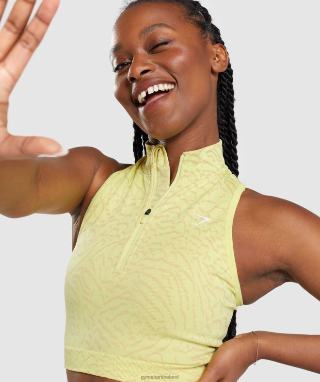 Women Adapt Animal Seamless Crop 1/2 Zip 8004D469 Gymshark Firefly Yellow