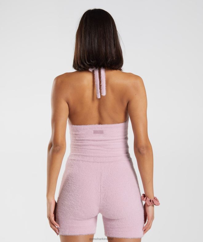 Women Whitney Eyelash Knit Midi Halter Top 8004D464 Gymshark Pressed Petal Pink