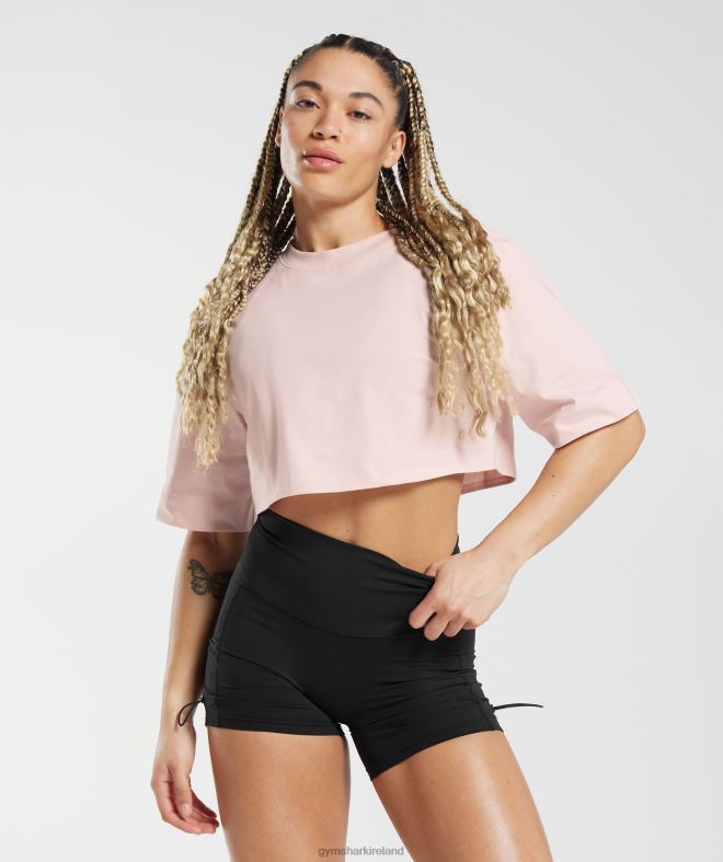 Women Cotton Boxy Crop Top 8004D463 Gymshark Misty Pink