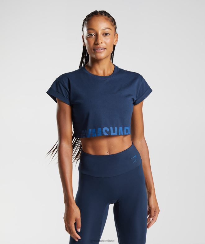 Women Fraction Crop Top 8004D487 Gymshark Navy