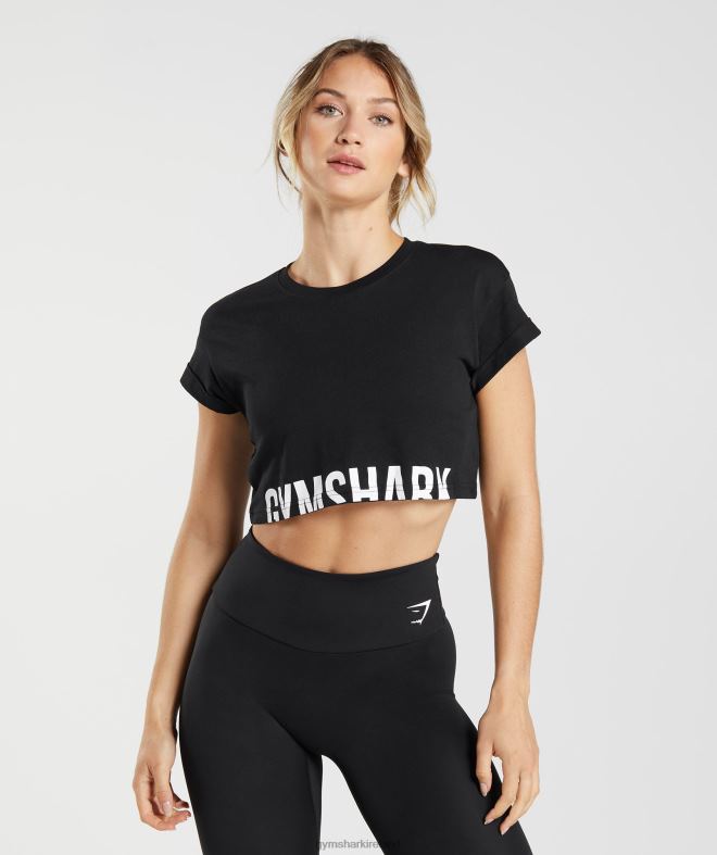 Women Fraction Crop Top 8004D492 Gymshark Black