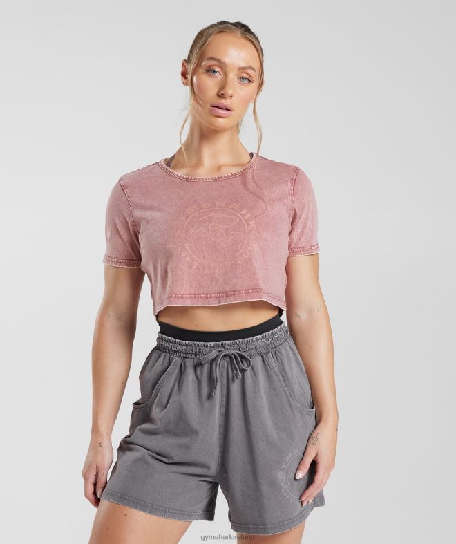 Women Legacy Crop Top 8004D502 Gymshark Terracotta Pink/Acid Wash