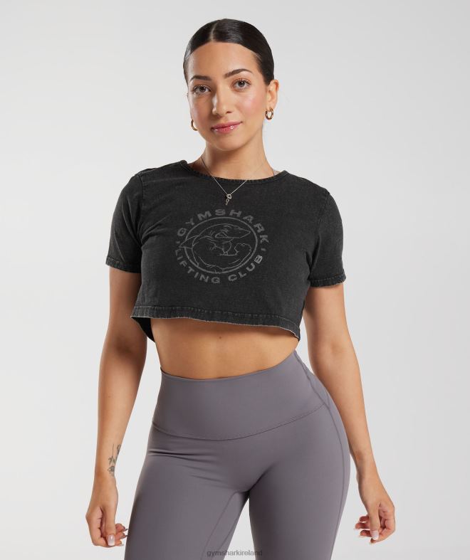 Women Legacy Washed Crop Top 8004D429 Gymshark Black
