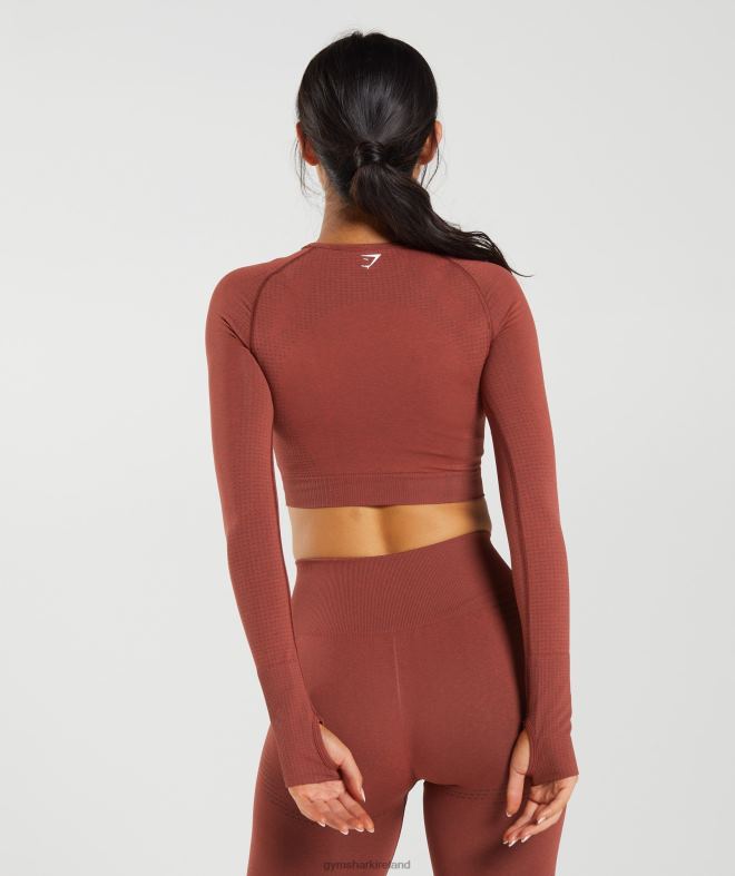 Women Vital Seamless 2.0 Crop Top 8004D460 Gymshark Brick Red Marl