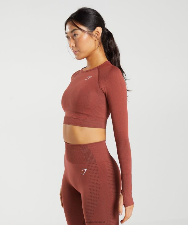 Women Vital Seamless 2.0 Crop Top 8004D460 Gymshark Brick Red Marl
